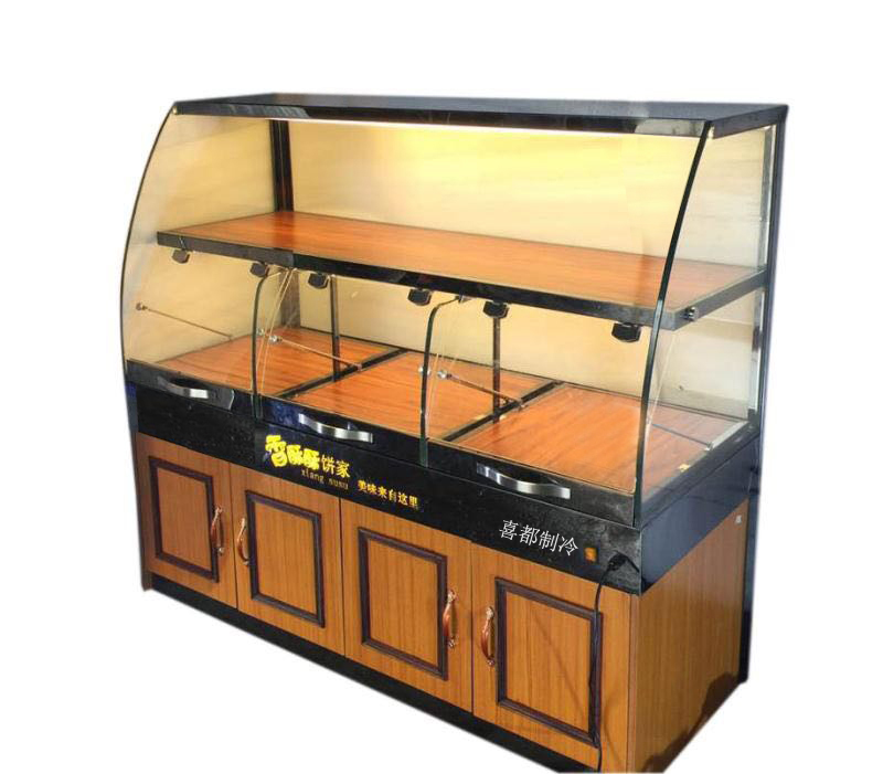 Two layer circular curved drawer glass bread display XID-THM